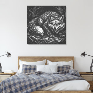 Sluwe Bosvos — door BurnsInHell Canvas Afdruk