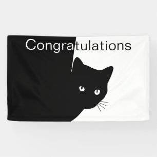 Sluwe Zwarte Kat Felicitaties Spandoek