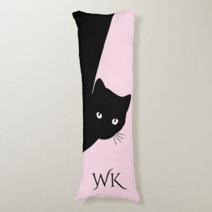 Sluwe Zwarte Kat Monogram Body Kussen