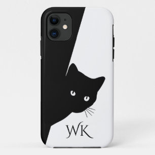 Sluwe Zwarte Kat Monogram iPhone 11 Hoesje