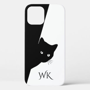 Sluwe Zwarte Kat Monogram iPhone 12 Pro Hoesje