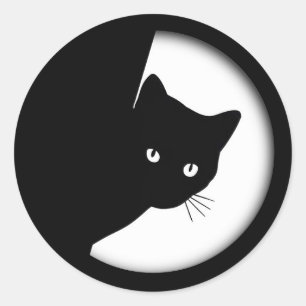 Sluwe Zwarte Kat Ronde Sticker