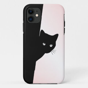 Sluwe Zwarte Kat Roze iPhone 11 Hoesje
