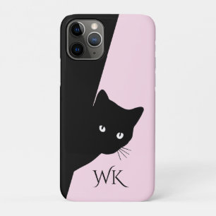 Sluwe Zwarte Kat Roze iPhone 11 Pro Hoesje