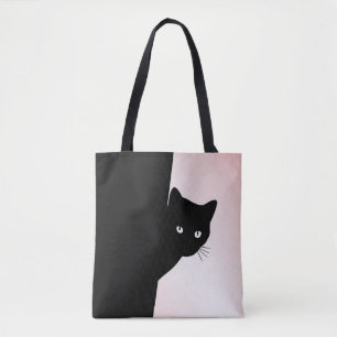 Sluwe Zwarte Kat Roze Draagtas