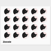 Sly Black Cat Pink Ronde Sticker (Vel)