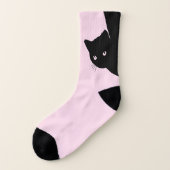 Sly Black Cat Pink Sokken (Links - buitenkant)