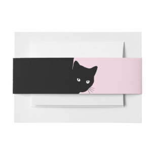 Sly Black Cat Pink Uitnodigingen Wikkel