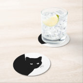 Sly Black Cat Ronde Kartonnen Onderzetter (Insitu)
