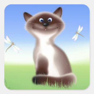 Sly Cat Vierkante Sticker