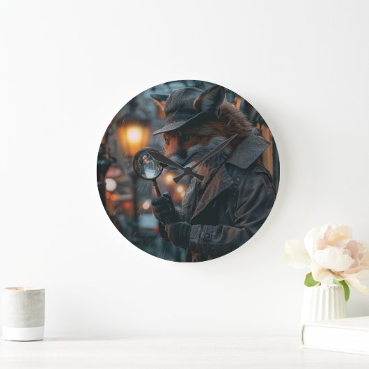 Sly fox detective in een noir setting grote klok (Huis)