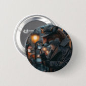 Sly fox detective in een noir setting ronde button 5,7 cm (Voorkant /achterkant)
