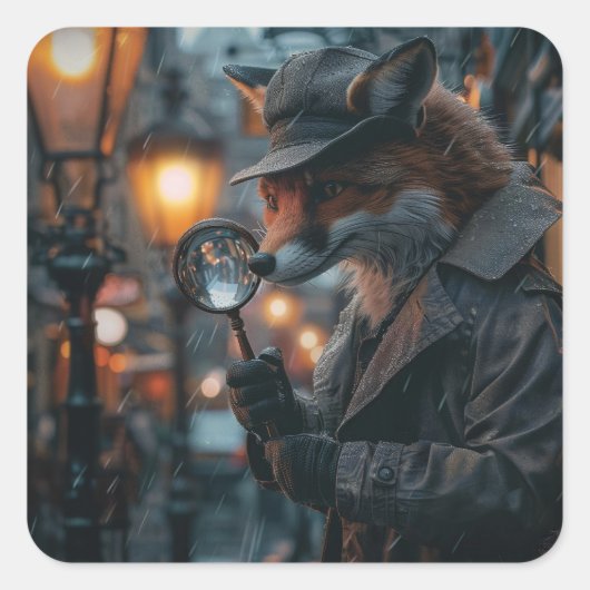 Sly fox detective in een noir setting vierkante sticker (Voorkant)