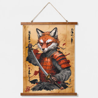 Sly Fox Samurai Warrior - Japanse inktstijl Hangend Wandkleed