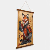 Sly Fox Samurai Warrior - Japanse inktstijl Hangend Wandkleed (Gebogen)