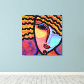 Sly Grin Abstract digitaal schilderen van een vrou Canvas Afdruk (Insitu (Houten vloer))