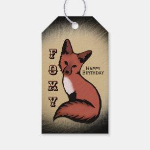 Sly Red Foxy Fox Birthday Cadeaulabel