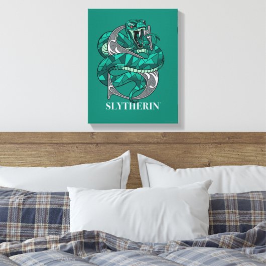 SLYTHERIN™ Crosshatched Emblem Canvas Afdruk (Insitu (Slaapkamer))