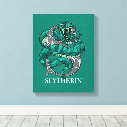 SLYTHERIN™ Crosshatched Emblem Canvas Afdruk (Insitu (Houten vloer))
