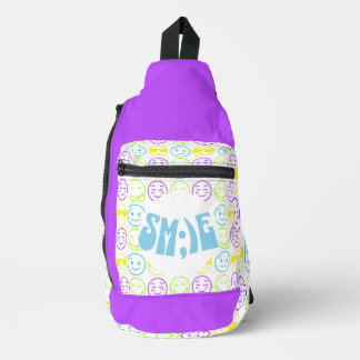 "SM;)E" (blauw) en lachende emoji's Sling Bag