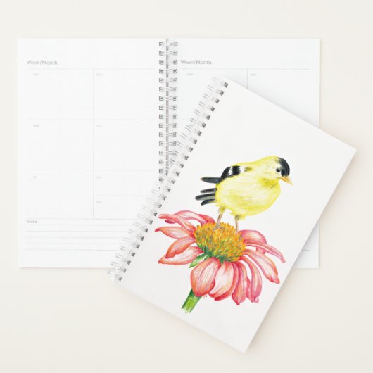 Sm Planner Goldfinch sur Coneflower (Devant avec enveloppe)