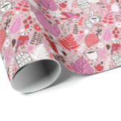 Smaak patroon met vogels en bloemen cadeaupapier (Rol Hoek)