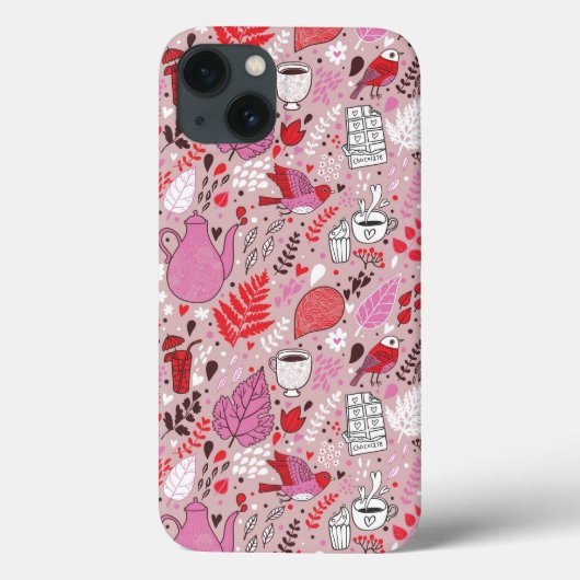 Smaak patroon met vogels en bloemen Case-Mate iPhone case (Achterkant)