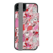 Smaak patroon met vogels en bloemen incipio iPhone portemonnee hoesje (Agenda Achterkant)