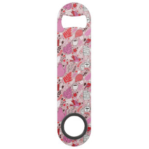Smaak patroon met vogels en bloemen speed flessenopener