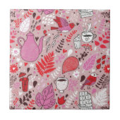 Smaak patroon met vogels en bloemen tegeltje (Voorkant)