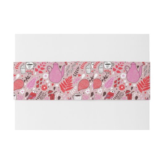 Smaak patroon met vogels en bloemen uitnodigingen wikkel (Achterkant Voorbeeld)
