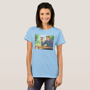 Smaakt als kip vrouwen blauw T-shirt