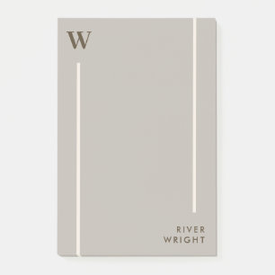 Smaakvolle Mist Grijs & Bruin Monogram & Naam Post-it® Notes