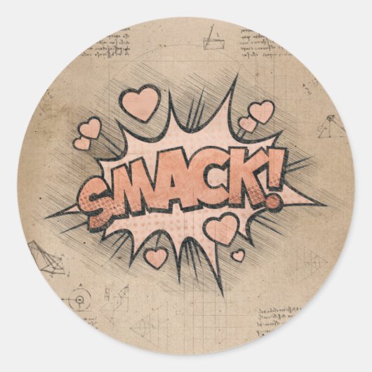 SMACK!  stripboek Steampunk Pop Ronde Sticker (Voorkant)