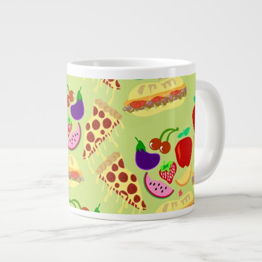 Smakelijke Schattigee voedselpatroon Fun Design Pa Jumbo Mok (Voorkant rechts)