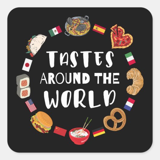 Smaken over de hele wereld vierkante sticker (Voorkant)