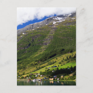 Smal dorpje aan de fjord, Noorwegen Briefkaart