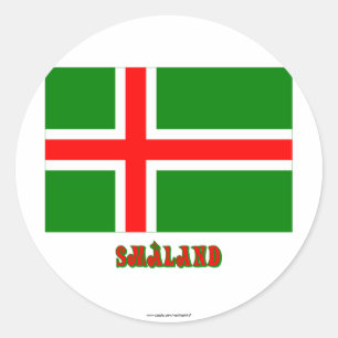 Småland vlag met naam (onofficieel) ronde sticker