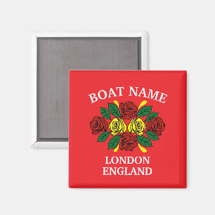 Smalboot Rode Rozen Bootnaam Folk Art Magneet