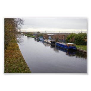 Smalboten op het Knottingley en Goolekanaal Foto Afdruk