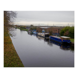 Smalboten op het Knottingley en Goolekanaal Perfect Poster