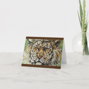 Small, 4 x 5.6" Folded Tiger Greeting Card Kaart