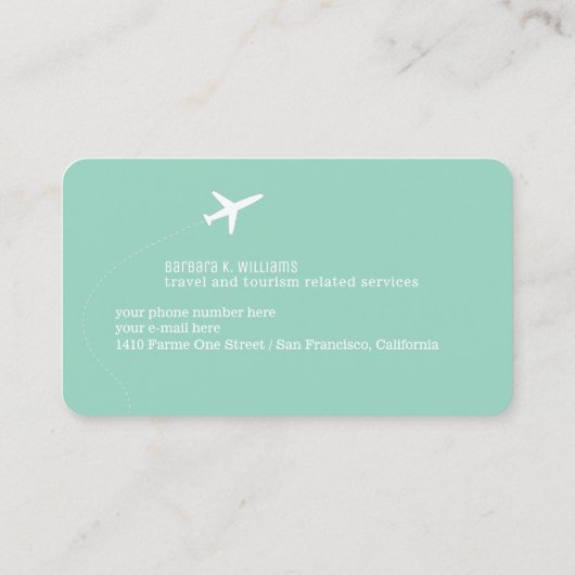 Small Airplane Travel Consultant light-teal Visitekaartje (Achterkant)