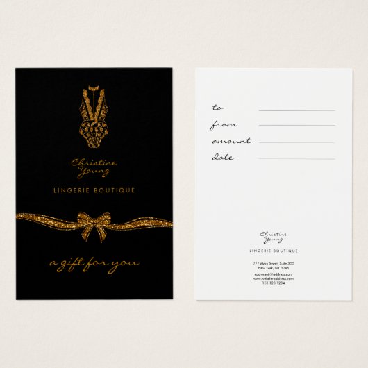 Small Black Gold Lace Lingerie Boutique Gift Kaart (Voorkant /achterkant)