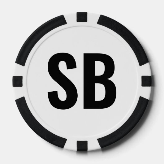 Small Blind SB Simple Black White Text Poker Chips (Voorkant)