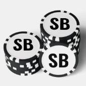 Small Blind SB Simple Black White Text Poker Chips (Opstapeling)