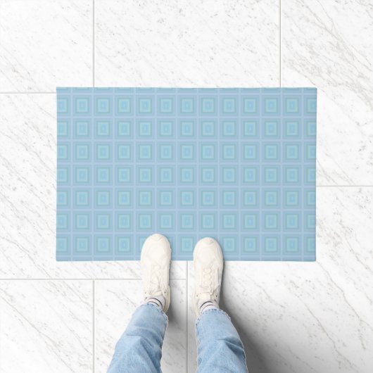 Small blue squares. deurmat (Binnen)