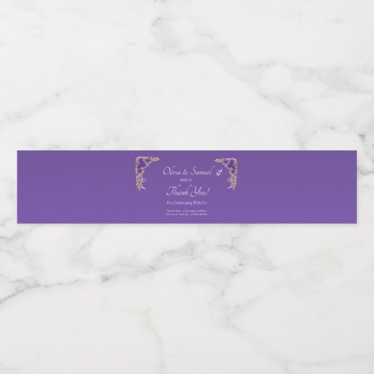 Small Bottle Labels, Purple Mauve Flowers Waterfles Etiket (Enkel label)