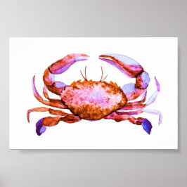 Small Box Red Crab Waterverf Print