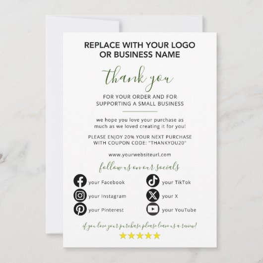Small Business Bedankt voor uw bestelling Kaart (Voorkant)